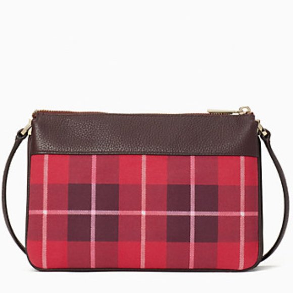 ♠️ Kate Spade Rose Leila Plaid Triple Gusset Crossbody NWT - Picture 5 of 5